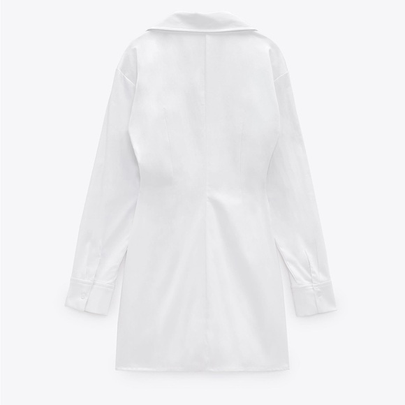 ZARA SHORT STRETCH POPLIN Shirt DRESS WHITE KNOT NWOT - Picture 9 of 10
